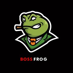 Frog cartoon mascot logo design illustration
