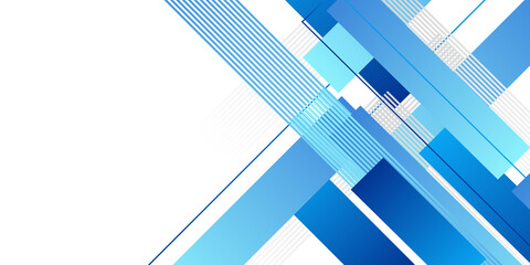 Modern blue white geometric abstract presentation background with copy space