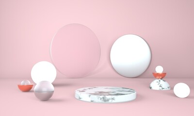 Pedestal for display, platform for design, blank product. 3D rendering.