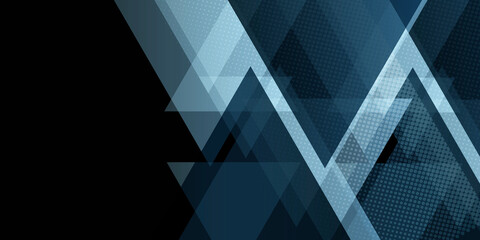 Modern dark blue green black presentation background with business concept and geometric triangles