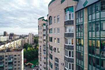 Fototapeta premium Aerial Townscape of Saint Petersburg City. Kalininsky District