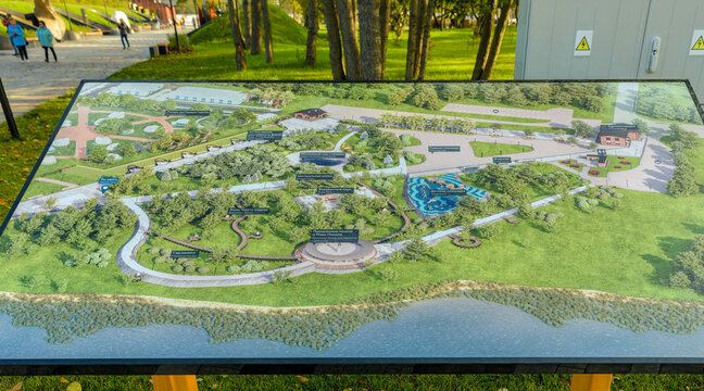 New Museum and Historical Park "Island of Forts" in Kronstadt tourist and visitor map. Russia.