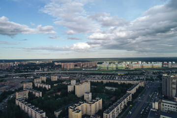 Aerial Townscape of Saint Petersburg City. Kalininsky District