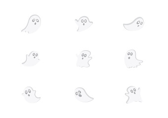 Set of the little friendly ghost vector for Halloween festival isolate on white background