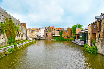 The banks of Leie river, Ghent, Belgium