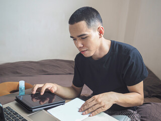 man working on laptop