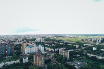 Aerial Townscape of Saint Petersburg City. Kalininsky District
