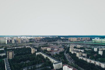 Fototapeta na wymiar Aerial Townscape of Saint Petersburg City. Kalininsky District 