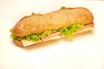 sandwich with ham and vegetables