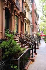 Fototapeta na wymiar New York brownstone houses
