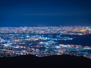 Osaka and Kobe night city scape