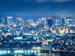 Fototapeta na wymiar Osaka night city scape