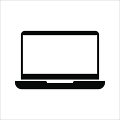 Globe on screen of laptop icon flat style in trendy design isolated. vector illustration. color editable