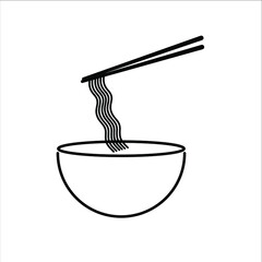 Instant Ramen Noodles, sketches of Asian food noodle logos. eps 10. with a white background