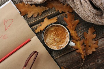 Coffee Americano and Notepad on the table 