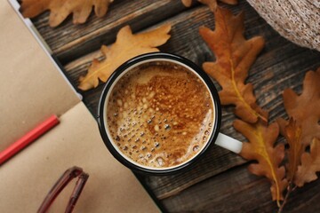 Coffee Americano and Notepad on the table 