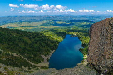 Lake from the height of the mountain top