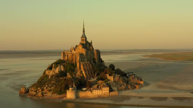 Mont Saint Michel aerial view Normandy France
