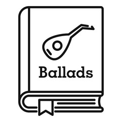 Ballads book icon. Outline ballads book vector icon for web design isolated on white background