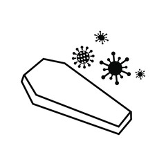 coffin icon for corpses infected with the Corona 2019 virus, the most virus transmission. eps 10