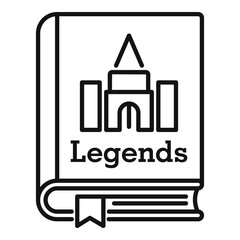 Castle legends book icon. Outline castle legends book vector icon for web design isolated on white background