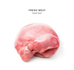 Large piece of Turkey meat on a white background side view. Trading platform. The concept of natural food products.
