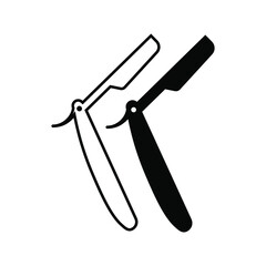 isolated black and white razor icon on a white background, barbershop vector tool