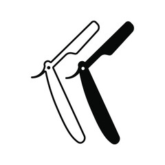 isolated black and white razor icon on a white background, barbershop vector tool