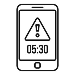 Deadline phone alarm icon. Outline deadline phone alarm vector icon for web design isolated on white background