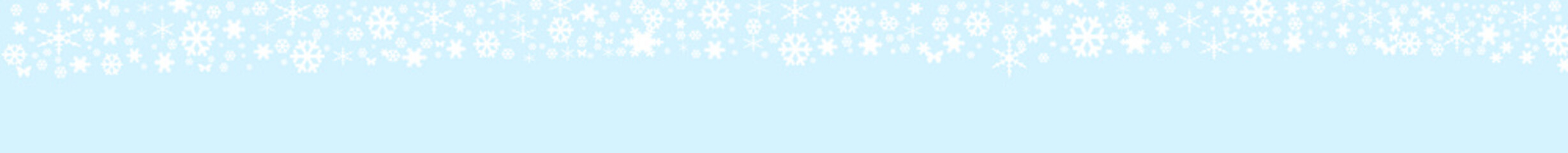 Christmas holiday abstract background. Frame of white snowflakes on blue background. Space for text, flat lay