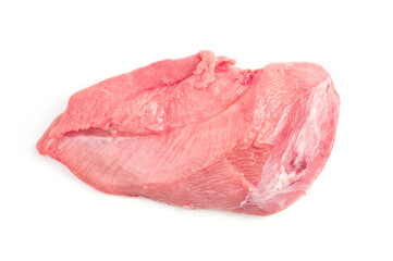 A large piece of fresh meat isolated on a white background. Trading platform. The concept of natural products.