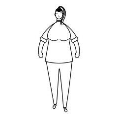 afro ethnic woman with rasta hairstyle character line style