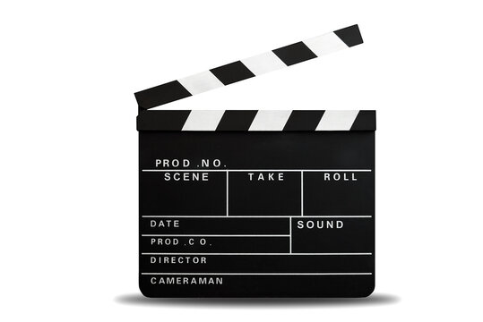 movie clapper board isolated on white background