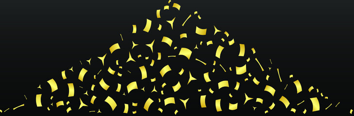 black background with golden confetti design, vector illustration