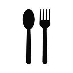 Fork spoon icon vector sign isolated on white background illustration for graphic and web design.