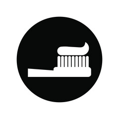 Toothbrush your teeth with a toothpaste silhouette. The concept of dental care. Oral hygiene. Vector illustration of flat design. Isolated against a white background.