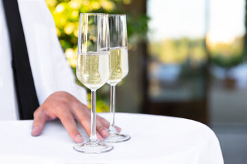 glasses of champagne, service ceremony 