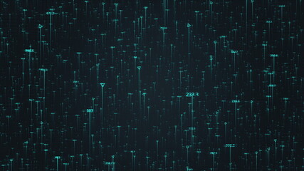 Big data technology illustration. Rising blue digits