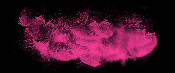 explosion of magenta powder and smoke
