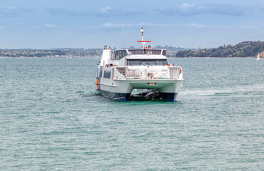 Fototapeta premium Ferry from Auckland to Rangitoto Island, New Zealand