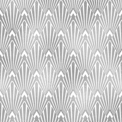 Nouveau gatsby seamless pattern. Art deco. Geometric silver tile. Vintage silver background for design prints. Diamond fancy texture. Abstract artdeco background roaring graphic lattice. Vector 
