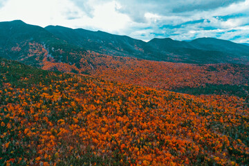 Aerial Drone Photography Of The Kancamagus Highway In Lincoln, NH (New Hampshire) During The Fall Foliage Season