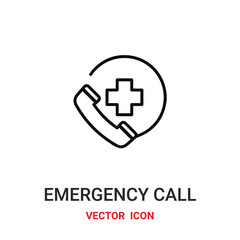 emergency call icon vector symbol. emergency call symbol icon vector for your design. Modern outline icon for your website and mobile app design.