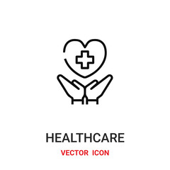 healthcare icon vector symbol. healthcare symbol icon vector for your design. Modern outline icon for your website and mobile app design.