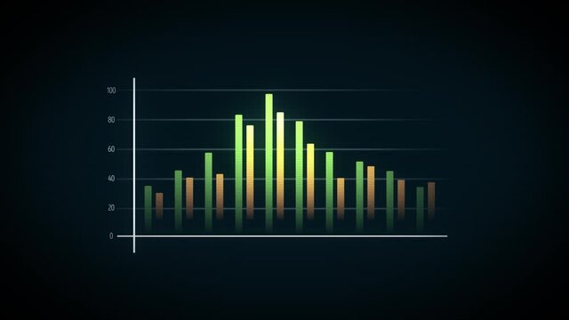 Business Growth And Success Arrow Infographics/ 4k animation of a business infographics with rising curves and bar stats appearing, symbolizing growth and success, increase and decrease earnings with 