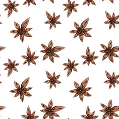 seamless pattern watercolor illustration christmas new year cinnamon