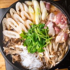 Kiritanpo Nabe japanese Akita style rice cake in chicken hot pot