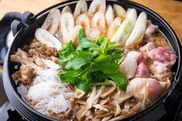 Kiritanpo Nabe japanese Akita style rice cake in chicken hot pot