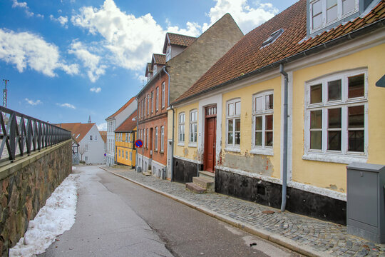 Street in the old town Randers in Denmark