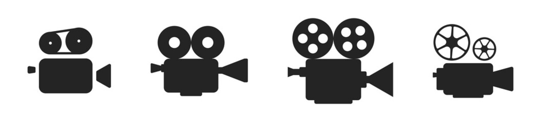 Set of cinema camera icons, vector illustration